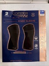 Elite Copper Fit Compression KNEE Sleeve w Airflow Tech L/XL 16  -20  2 Pack NIB