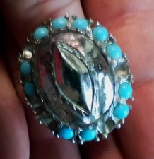 Royston Turquoise Ring Vintage, Unsigned, Navajo, Size 6.5, 925 Sterling Silver