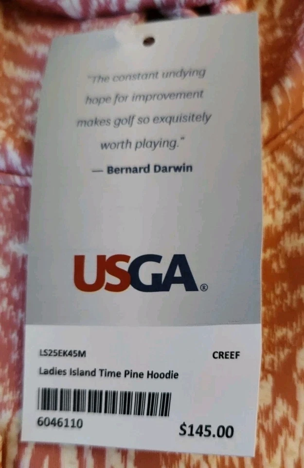 NWT SMALL Ladies Peter Millar Peach USGA Oakmont Island Pine Hoodie MSRP $145 - Image 3 of 4