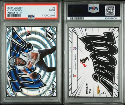 2024 Zenith CJ Stroud Zoom 5 Blue #/49 Houston Texans PSA 9