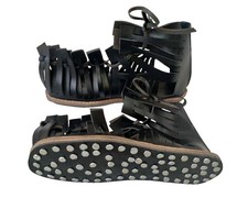 Roman leather caligae Leather Medieval Larp Shoes SCA LARP black