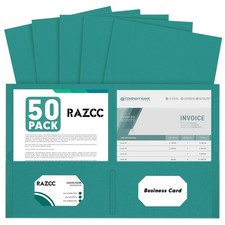 Two Pocket Folders, 50 Pack 2 Pocket Folders Fit Letter Size Paper, Paper Fol...