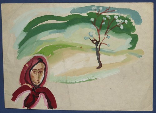 Vintage impressionist gouache painting portrait - Picture 4 of 8