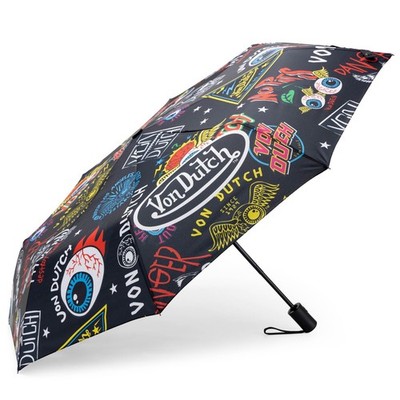 Von Dutch Jax Black Compact Automatic Umbrella, Strong & Portable