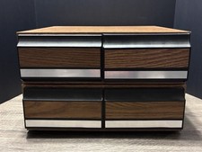 2 VHS Video Tape Holder Lot Faux Wood Grain Drawer Cabinet Storage Each Holds 24