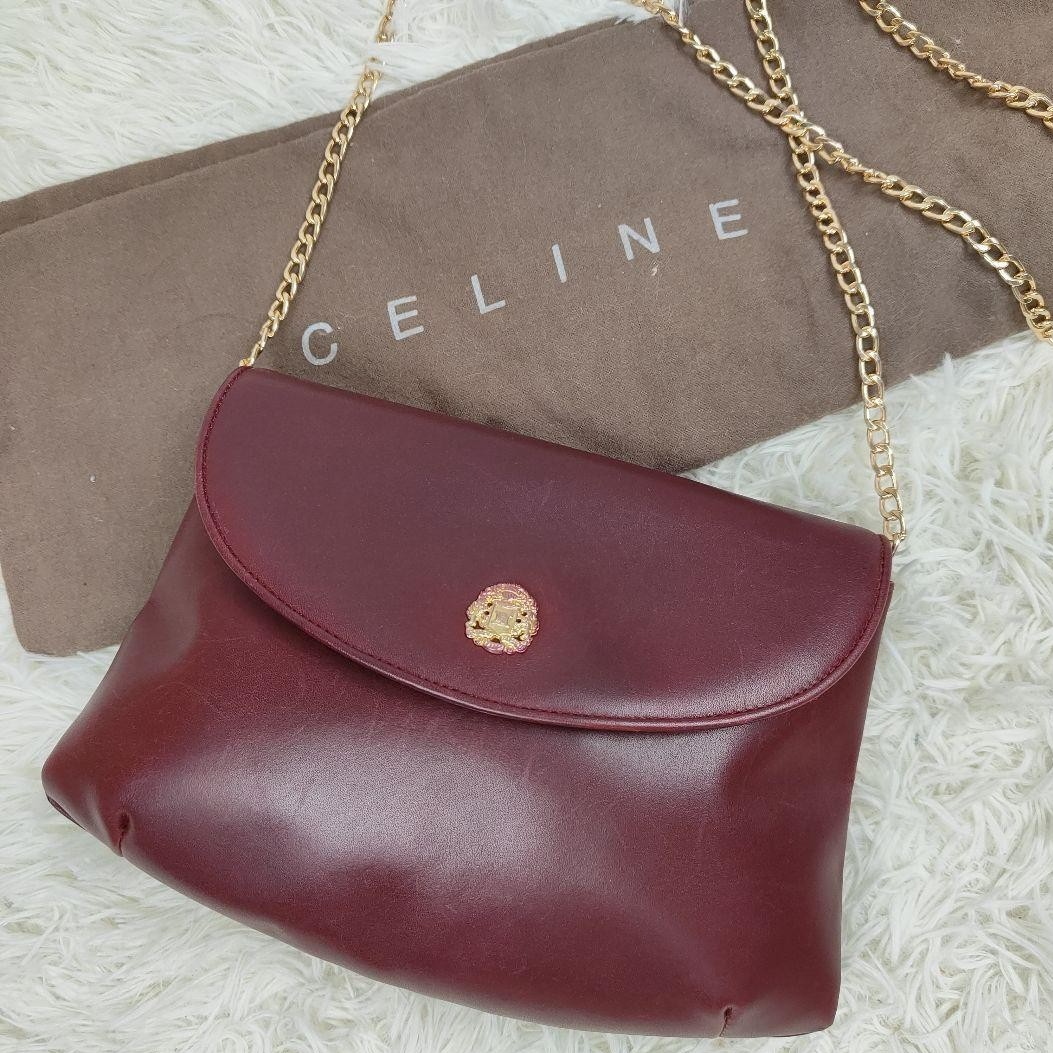 CELINE Triomphe Leather Shoulder Bag Crossbody Authentic Pre-owned From Japan