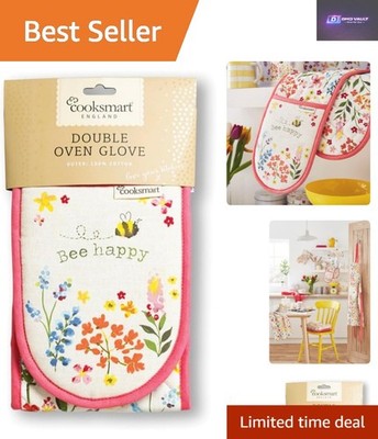 Bee Happy Doppel Ofenhandschuhe | Hitzebeständig, britisches Design Komfort