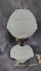 Gone with the Wind Vintage Milk Glass Lion Head Table Lamp Flowers & Lions — photo 2