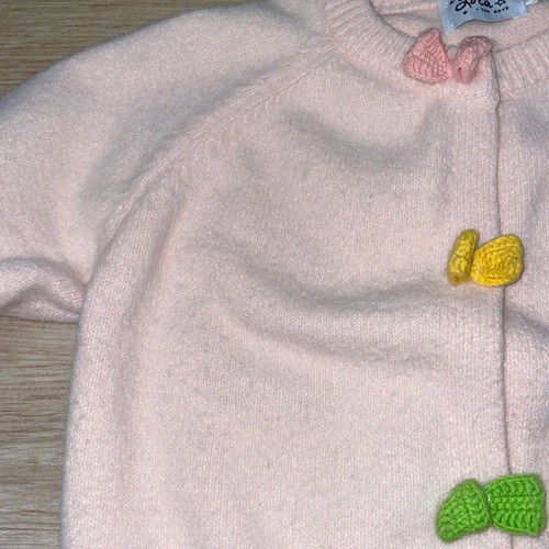 Lola + The Boy’s Knit Bow Button Cover Pale Pink Cardigan Girl’s size 4/5 - Picture 3 of 5