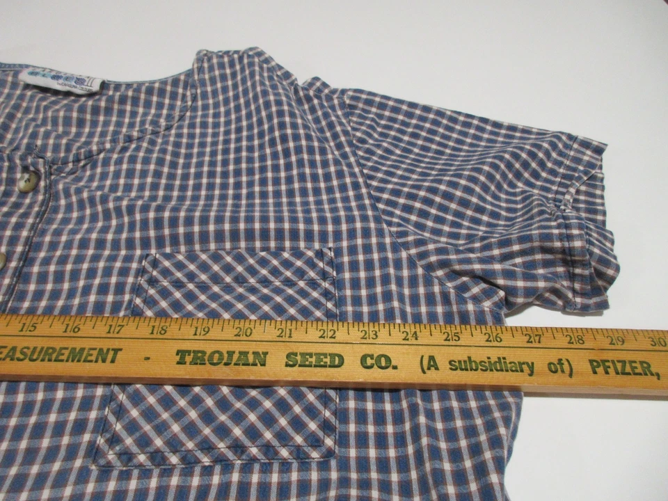 Sz 2XL Vintage Carolina Blues Dress Denim Check Jean Patio Baby Doll Cottagecore - Image 2 of 4