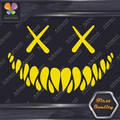 Creepy Smile Monster Scary Evil Face X Eyes Sharp Teeth Vinyls