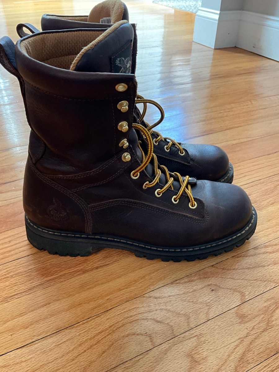 Georgia‎ Boot G8044 Logger Work Boots Men\'s 9W Brown Leather 8\