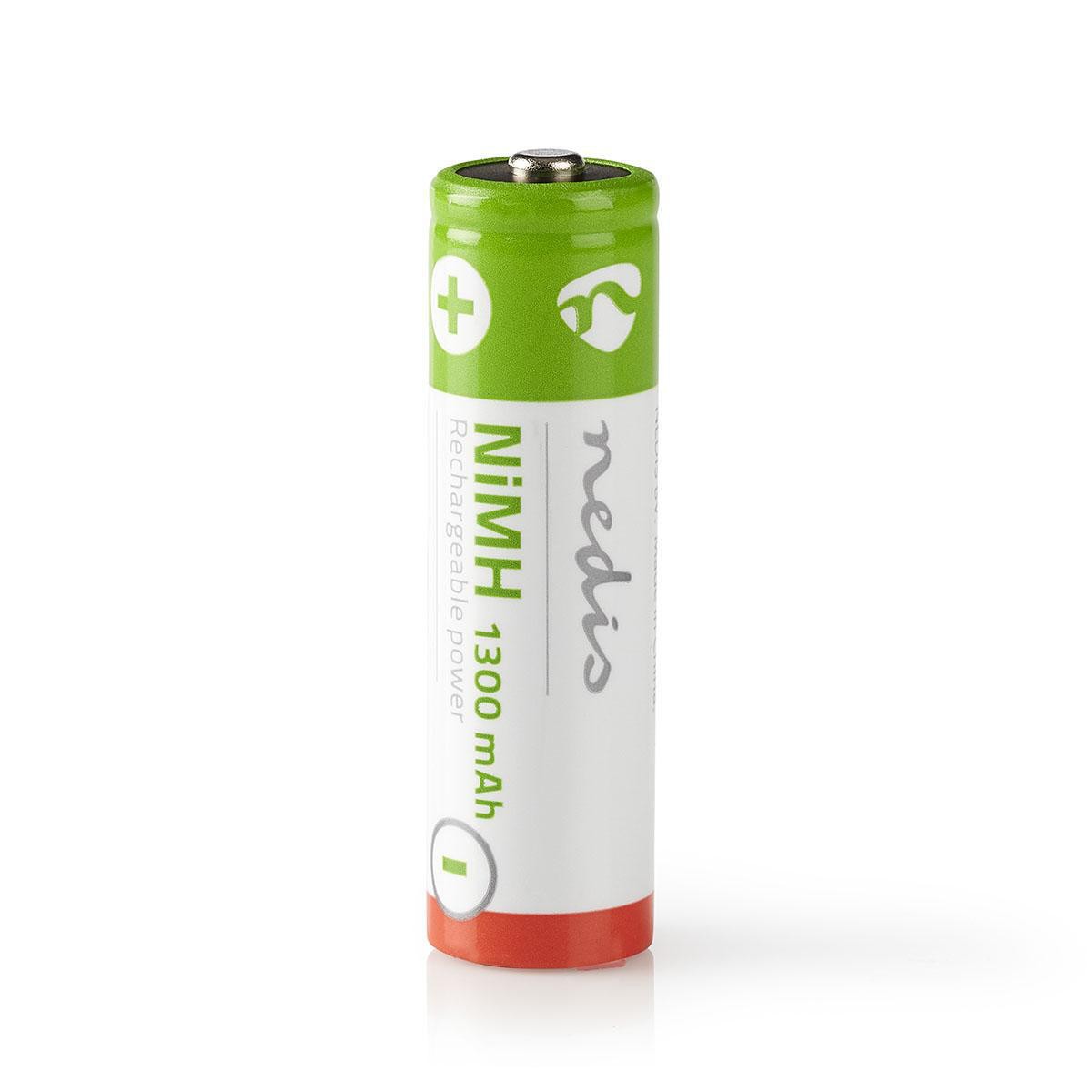 Piles rechargeables AA NiMH Nedis 1,2V 1300mAh, lot de 4 batteires préchargées pour télécommande