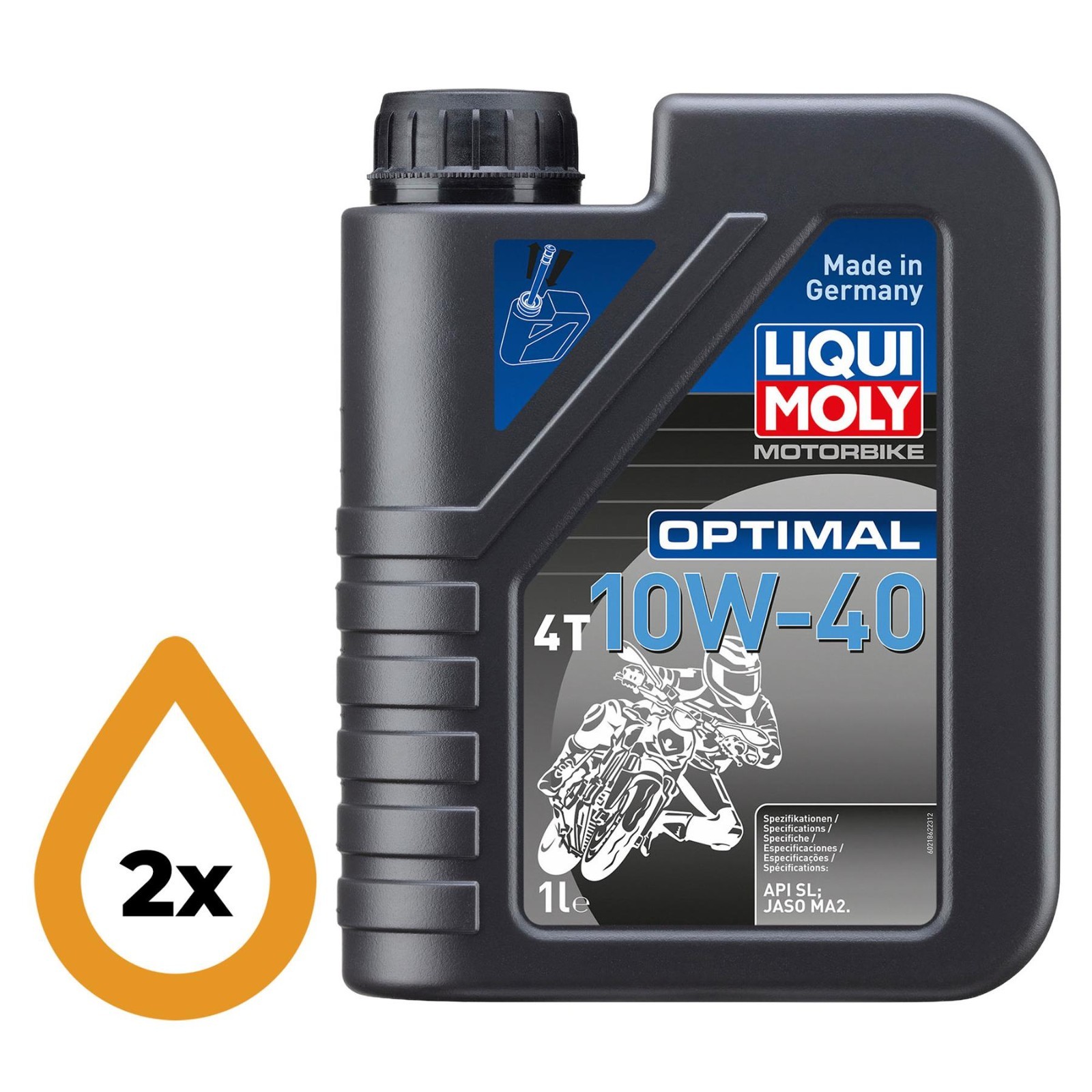 LIQUI MOLY 21862 4T 10W-40 Optimal Motorbike Engine Oil - 2 x 1 Litre