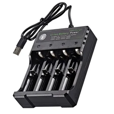 New 4-Slot USB Battery Charger For Rechargeable Lithium Li-ion Batteries 3.7V