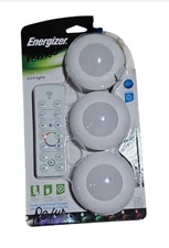 New Opened Energizer Pkg 3 Lights Pucks And Remote Changing Colors Wireless/63