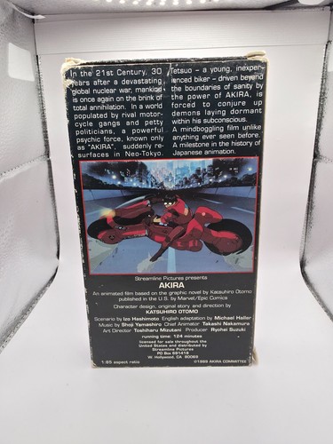 Akira VHS Streamline Pictures redub version 1989 Manga Anime - Picture 3 of 6