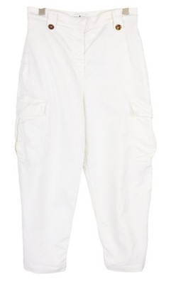 PT TORINO Zoe Damenhose 46 Weißer Leinenmix Hohe Taille Slim Cargo