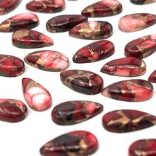 RED ROSE BUFFALO COPPER TURQUOISE CABOCHON LONG PEAR SHAPE LOOSE GEMSTONE