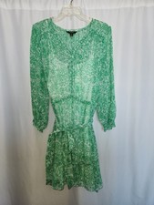 Simply Vera Wang Green Patterned Long Sleeve Dress Size XL #beach lightweight