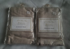  2 Vtg Luxury HOTEL FINE LINENS 600 Cotton Sateen EURO Pillow SHAM Pearl Beige