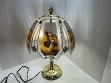 OK Lighting Vintage Native American Glass Panel 3-Way Touch Lamp