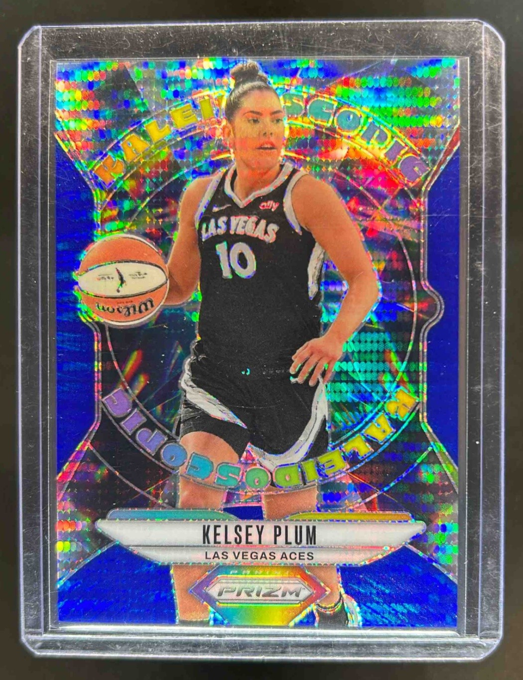 2024 Panini WNBA Prizm Kelsey Plum Kaleidoscopic Blue Pulsar #14/199 Aces