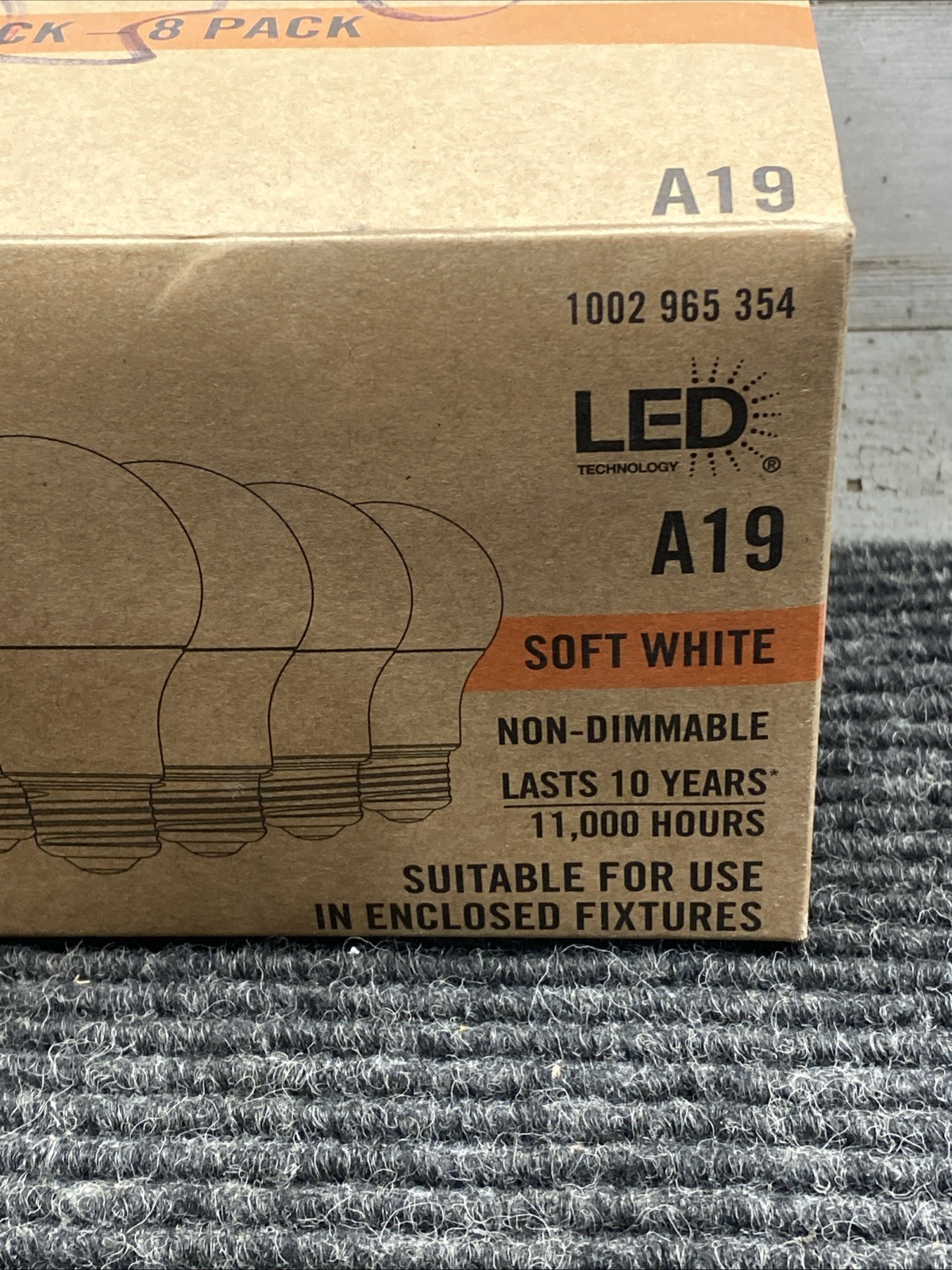 8pk Ecosmart 60W LED Light Bulb A19 Non Dimmable Soft White Long Life Bulk Pack