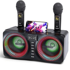 Portable Versatile Bluetooth Karaoke Machine with Dual Speaker 2 Wireless Mic