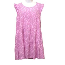 Babydoll Lavender Flowy Dots Tiered Oversized Dress Large