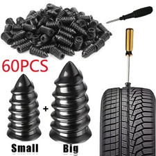 60 Pcs Rubber Tire Nail Repair Kit Screw In Tire Plugs for Car Truck SUV Van