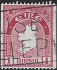 1934 Ireland Sg 72c 1d carmine Coil Stamp (Perf 15 ximperf) Fine Used