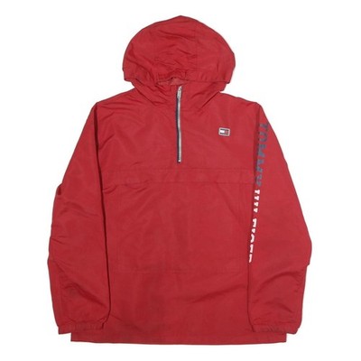 TOMMY HILFIGER Herren Jacke rot Zip Kapuze XL Polyester uni Freizeit Streetwear