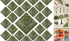 24 Pcs Bandanas Bulk for Women Men 22 x 22 Inch Paisley Outdoor Olive Green