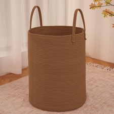60L Cotton Rope Laundry Basket Hamper, Golden Jute