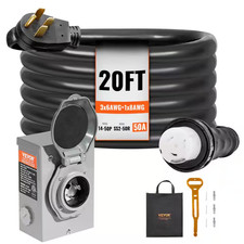 20 Ft. 50 Amp 125-Volt Generator Extension Cord and Power Inlet Box Kit STW 6/3