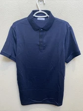 NEW Geoffrey Beene Men's Medium Short Sleeve Polo Shirt Collared Navy Blue $68