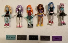 Monster High - Mega Construx Bloks - Mini Figurines - Lot Of 6 Dolls, 5 Bloks