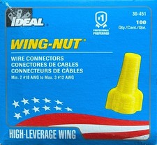 Ideal 30-451 Yellow Wing-Nut Wire Connectors 18-10awg 100 pack Brand New