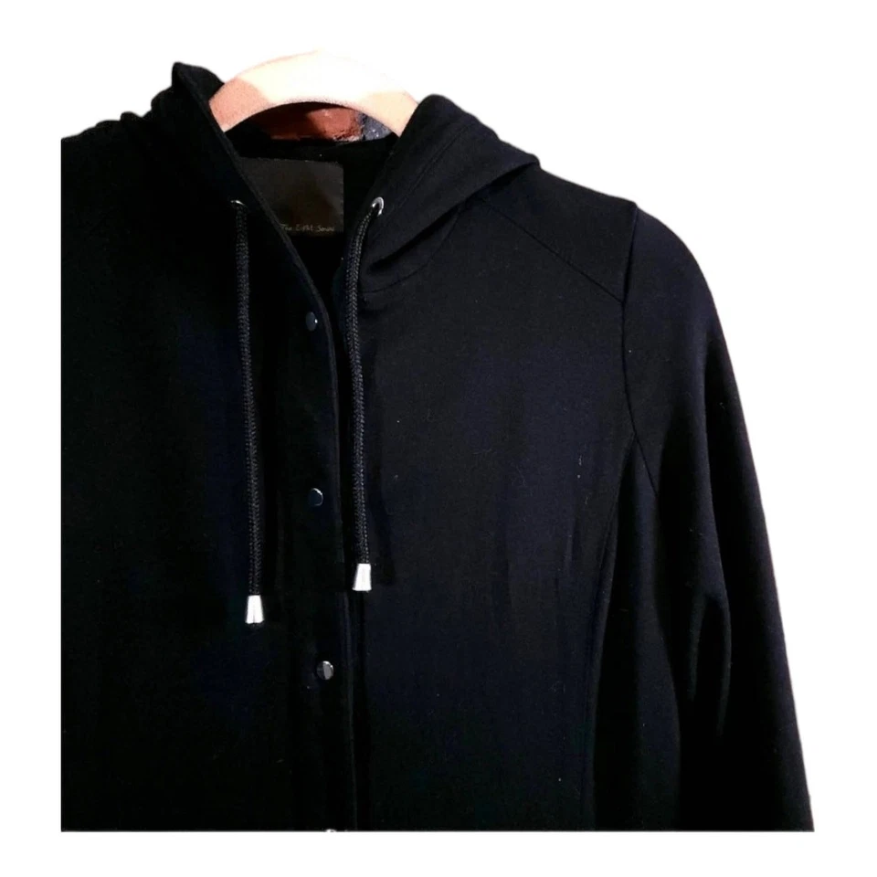 Cárdigan Chaqueta Abrigo Minimalista Para Mujer The Eight Senses Negro Frontal a Presión S Foto 3 de 4