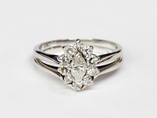 PRETTY & Sparkly 13kw 0,60 ctw. Diamant Marquise Halo Verlobungsring Set Größe 7,5