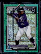 2024 Bowman Mega Box Robert Calaz Chrome Prospects Mojo Aqua Refractor #/125