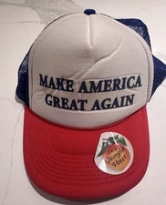 TRUMP MAGA HAT Make America Great Again Mesh Trucker Cap W Voter Sticker