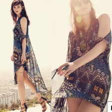 ASTR The Label Women's Lace-Up Oversized Shift Dress OSFM Boho Beach Ethereal