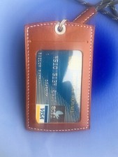 handmade Badge, ID , Bus Pass holder, Card Wallet Genuine Leather ,lanyard Neck
