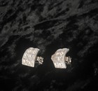 Vintage Gorgeous Pave Crystal Rhinestone Silvertone  Half Hoop Clip-On Earrings — photo 2