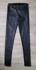 Rick Owens DRKSHDW Leggings Womens M Black Waxed Denim Pants Italy Goth Gothic 