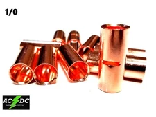 1/0 GAUGE BARE COPPER BUTT CONNECTOR 100 PK CRIMP TERMINAL AWG BATTERY
