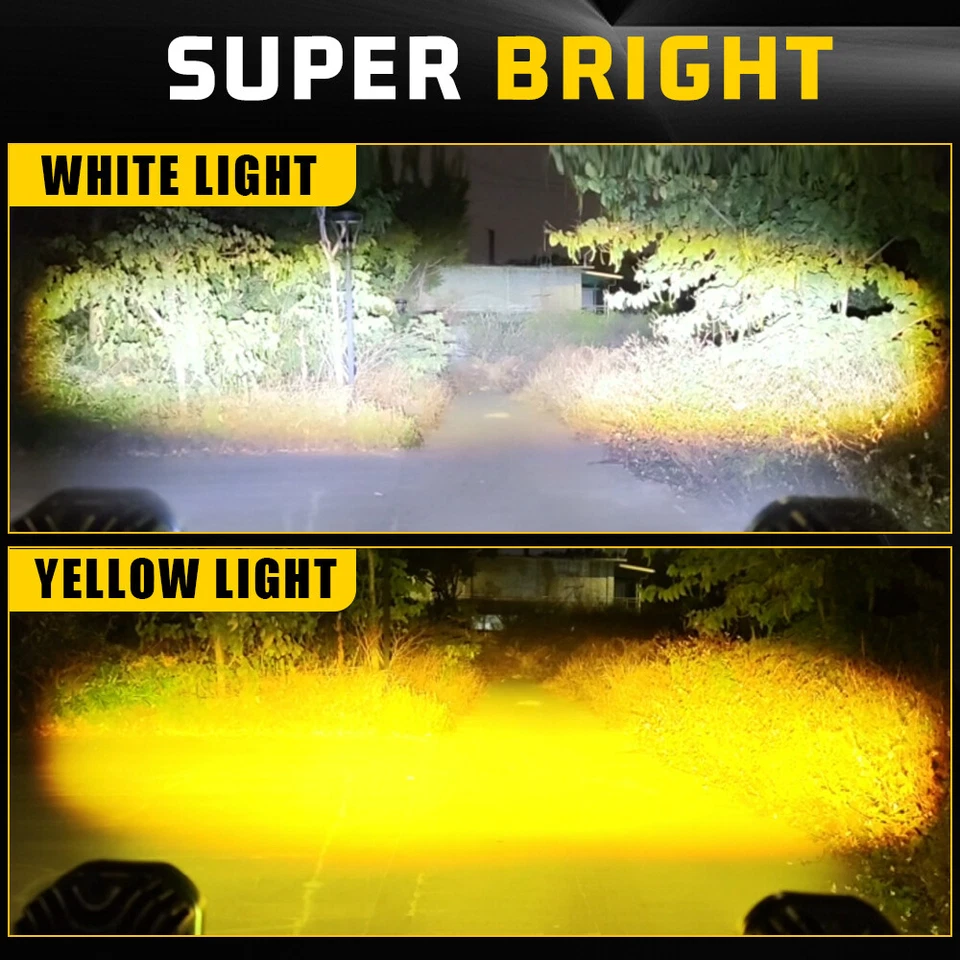2" Dual Color LED Work Light Bar Cube Pod Driving Spot Fog Off Road Truck ATV - Image 2 of 4