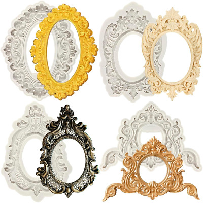 Photo Frame Silicone Molds Baroque Style Picture Frames Fondant Mold for Cake De
